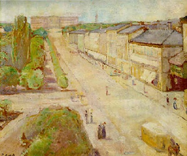 Karl Johans Avenue And The Royal Castle, Oslo Oil Painting by Edvard Munch