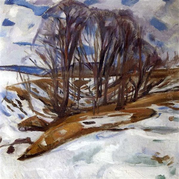 Melting Snow Oil Painting by Edvard Munch