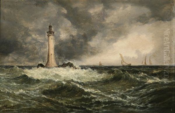 Eddy Lighthouse And Falmouth Bay, Cornwall: A Pair Of Works Oil Painting by John Mundell