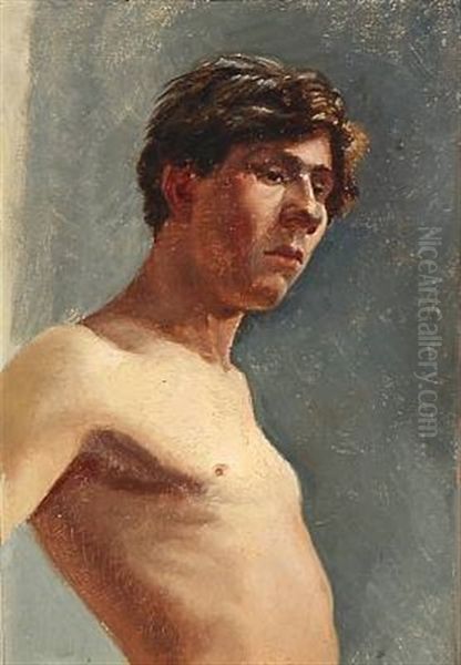 Study Of A Male Model Oil Painting by Emilie (Caroline E.) Mundt