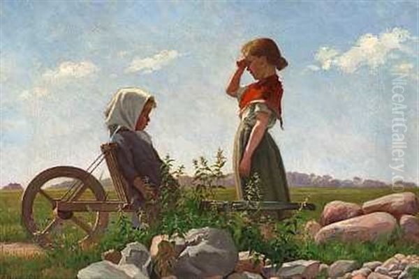 To Smapiger Pa Heden, Sommer Oil Painting by Emilie (Caroline E.) Mundt