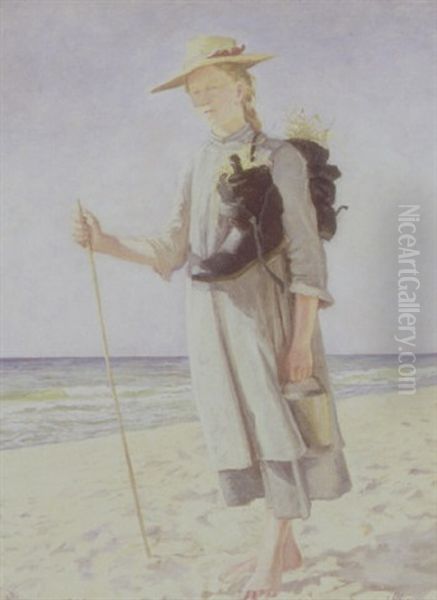 Pige Pa Skagen Oil Painting by Emilie (Caroline E.) Mundt