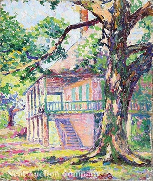 Plantation House Porch Oil Painting by Anne Wells Munger