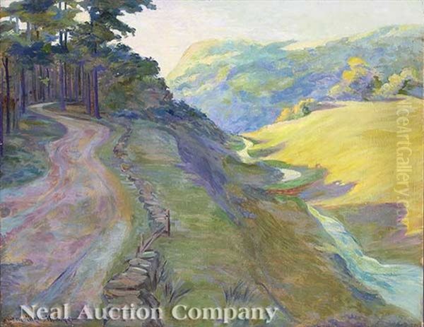 Smoky Mountain Pass And River Road Oil Painting by Anne Wells Munger