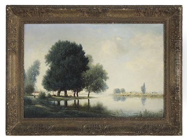 River Landscape, France Oil Painting by Gilbert Munger