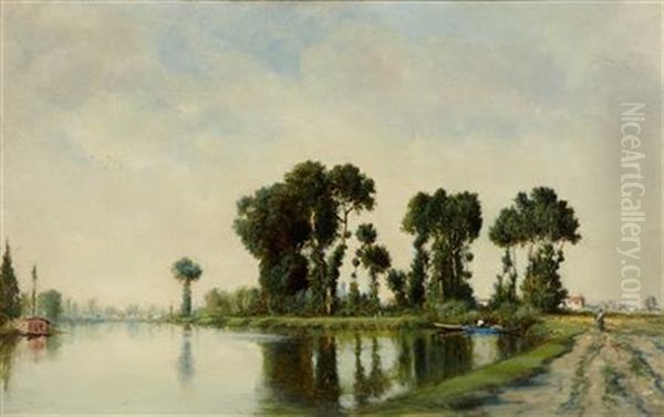 Near Bougival Oil Painting by Gilbert Munger