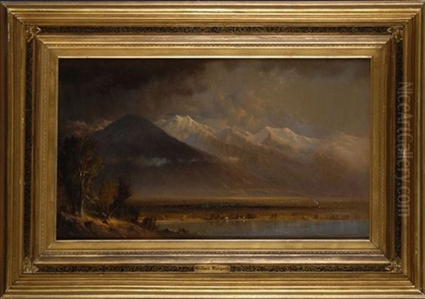 Lake Utah-okrah Mountains Oil Painting by Gilbert Munger