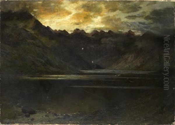 Vue Crepusculaire D'un Lac Oil Painting by Gilbert Munger