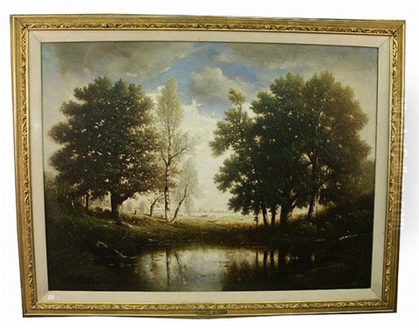 Landscape With Pond Oil Painting by Gilbert Munger