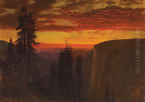 Dramatic Sunset, Yosemite Oil Painting by Gilbert Munger