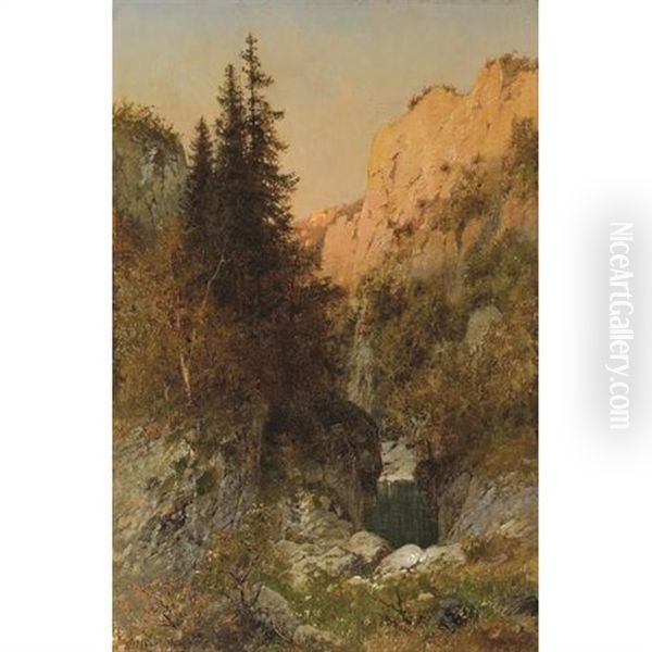 A View Of The Sierras Oil Painting by Gilbert Munger