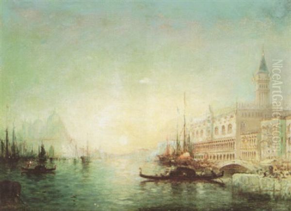 Entrance To The Grand Canal With The Church Of The Salute And St. Mark's, Venice by Gilbert Munger