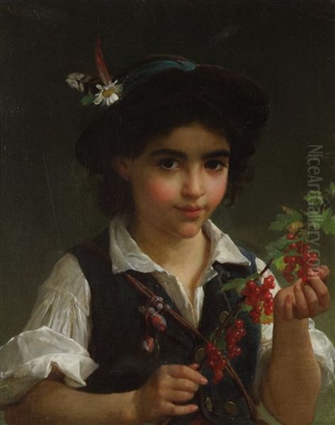 Portrat Einer Sitzenden Jungen Frau Im Trachtenkleid Oil Painting by Emile Munier