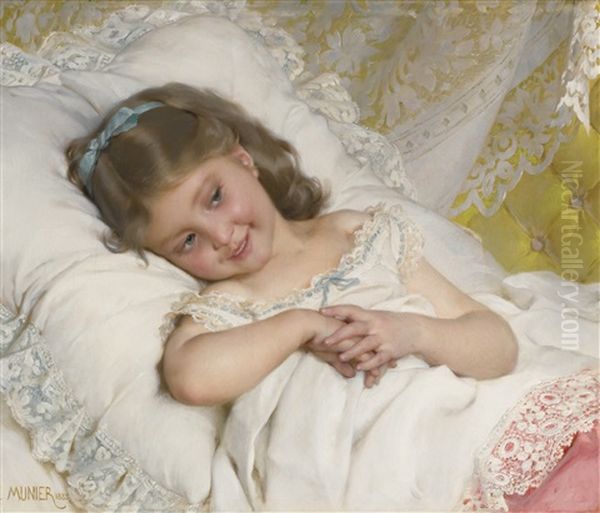 Girl Resting Oil Painting by Emile Munier