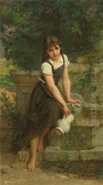 At The Fountain Oil Painting by Emile Munier