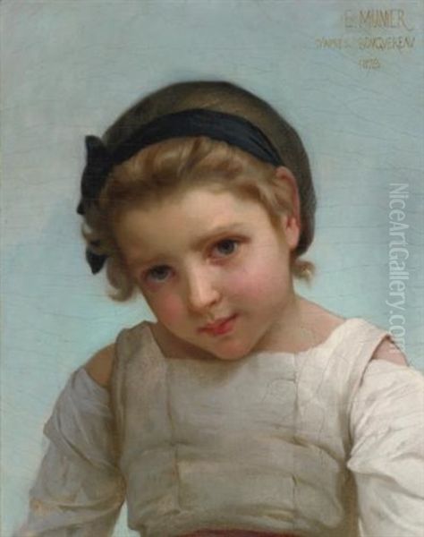 Portrait Of A Young Girl (after William Bouguereau's Sur Le Rocher) by Emile Munier