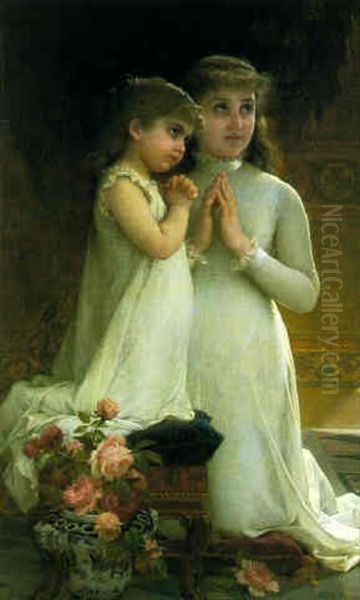 La Priere Du Soir Oil Painting by Emile Munier