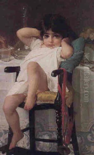 Young Girl With A Bugle Oil Painting by Emile Munier