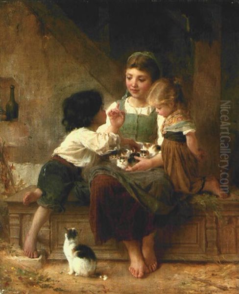 A Happy Family Oil Painting by Emile Munier