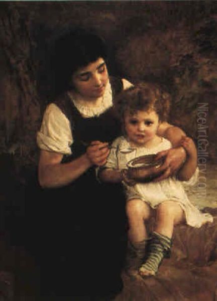 Feeding Time Oil Painting by Emile Munier