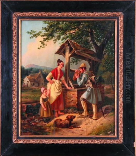 Wedrowiec Przy Studni Oil Painting by Jacob Munk