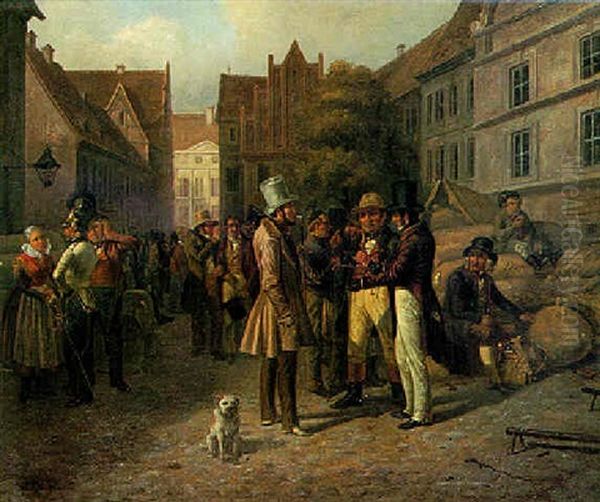 Auf Dem Getreidemarkt Oil Painting by Jacob Munk