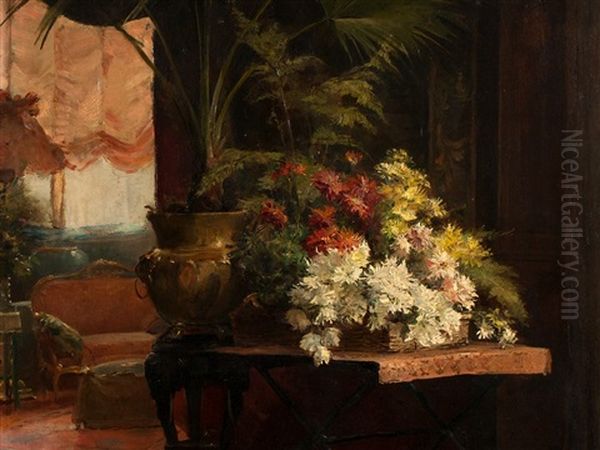 Interior Oil Painting by Mihaly Munkacsy