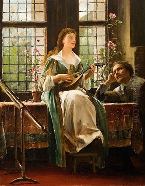 The Lovesong Oil Painting by Mihaly Munkacsy