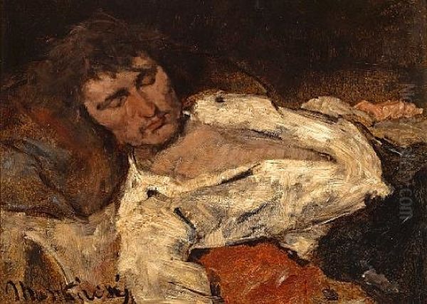 The Last Sleep Of The Condemned Man (study) Oil Painting by Mihaly Munkacsy