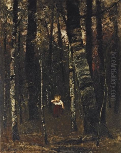 Verirrt I - Lost In The Woods Oil Painting by Mihaly Munkacsy