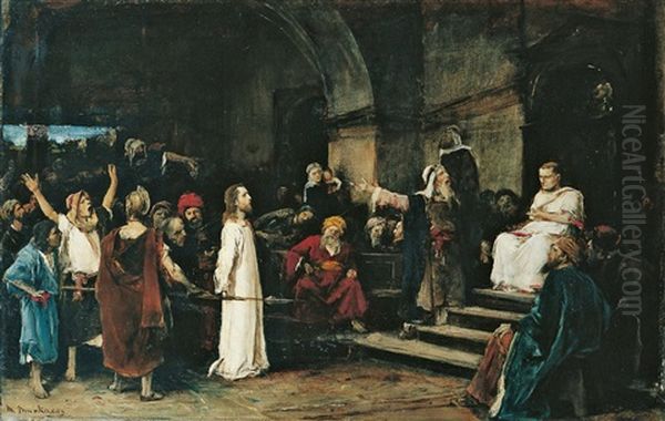 Christus Vor Pilatus Oil Painting by Mihaly Munkacsy