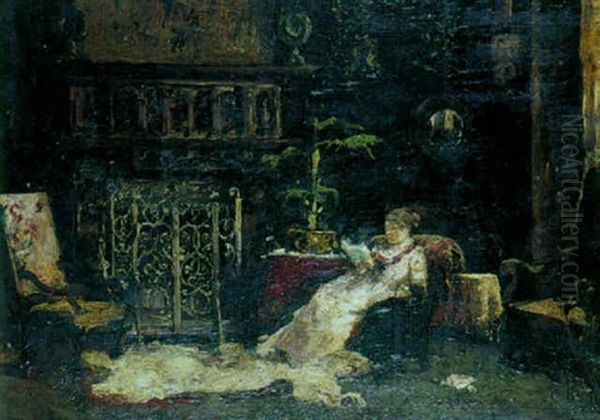 Lecture Dans Le Grand Salon by Mihaly Munkacsy