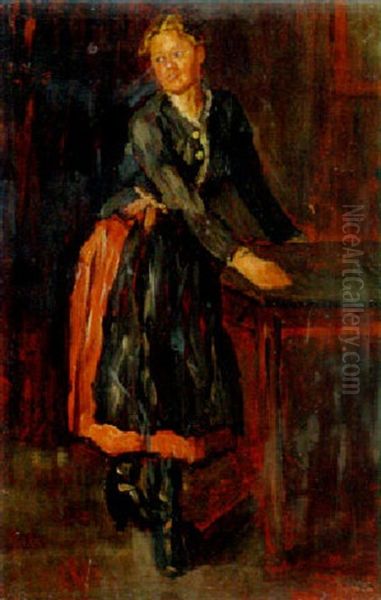 A Woman By A Table Oil Painting by Mihaly Munkacsy