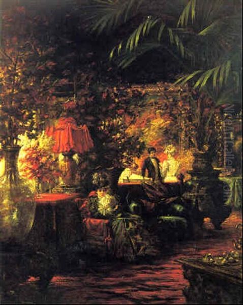 In The Foyer Oil Painting by Mihaly Munkacsy