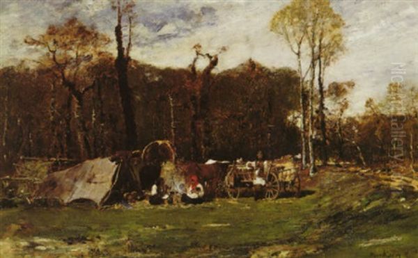 Gypsy Camp Oil Painting by Mihaly Munkacsy