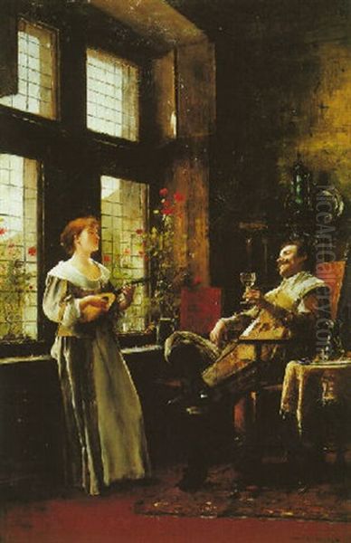 Wine, Women And Song Oil Painting by Mihaly Munkacsy