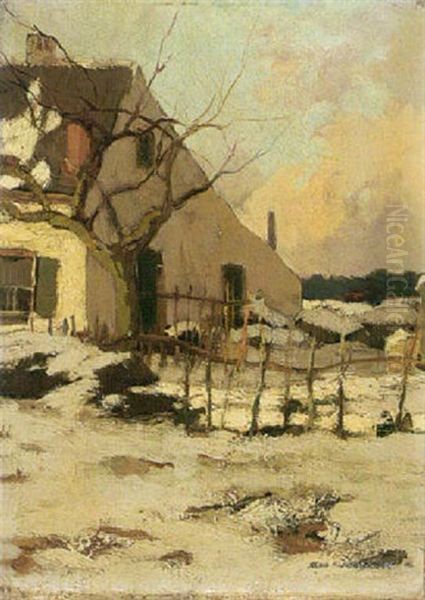 A House In The Snow Oil Painting by Xeno Muenninghoff