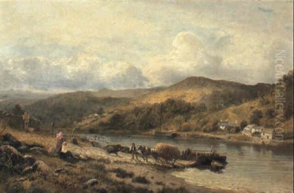 Upper Reaches Of The Usk River Oil Painting by Henry Turner Munns