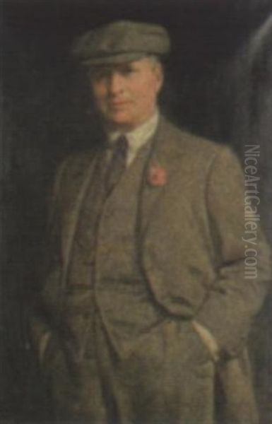 Portrait Of A Gentleman In A Flat Cap Oil Painting by John Bernard Munns