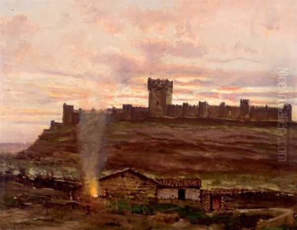 Castillo De Penafiel Oil Painting by Antonio Munoz Degrain