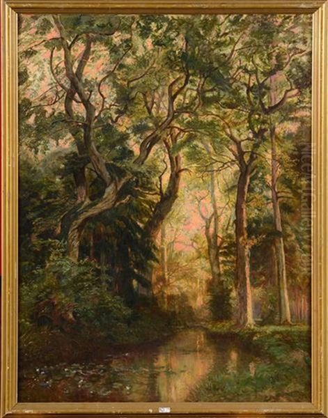 Le Ruisseau Aux Nenuphars En Foret Oil Painting by Antonio Munoz Degrain