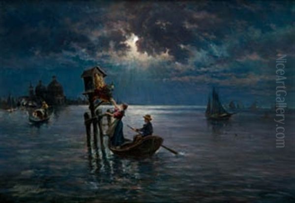 Devota Ofrenda En La Laguna De Venecia Oil Painting by Antonio Munoz Degrain