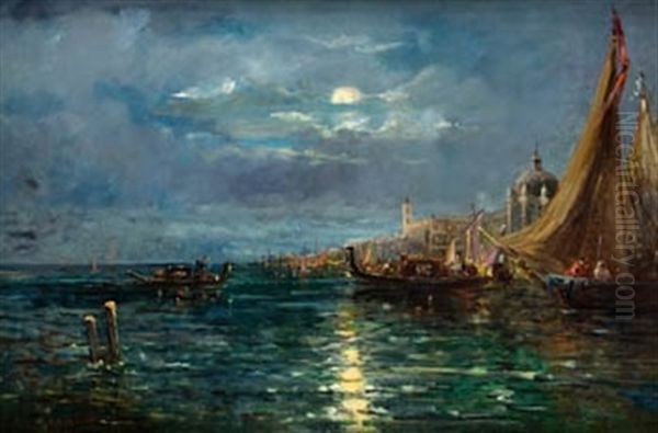 Nocturno En La Laguna De Venecia by Antonio Munoz Degrain