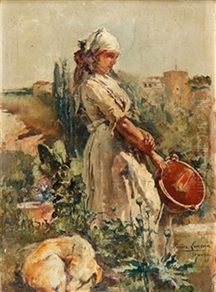 Campesina Oil Painting by Tomas Munoz Lucena