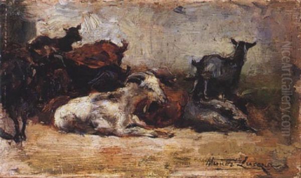 Cabras Oil Painting by Tomas Munoz Lucena