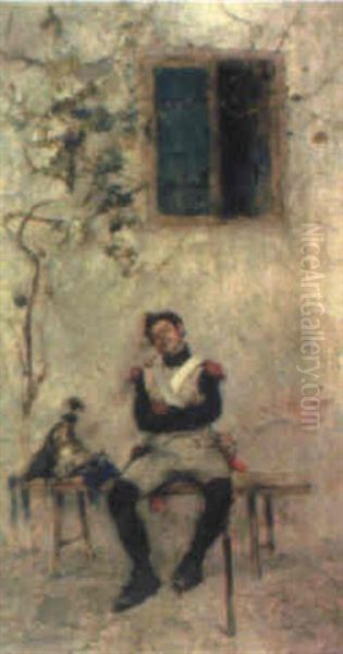 Soldado Descansando Oil Painting by Domingo Munoz y Cuesta