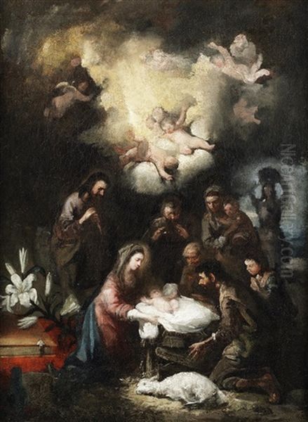 The Adoration Of The Shepherds Oil Painting by Sebastian Munoz