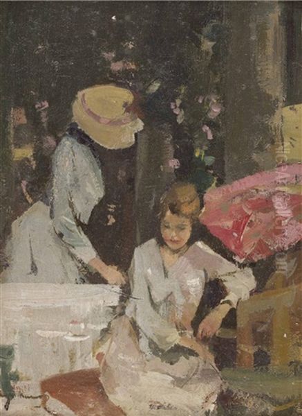 The Pink Parasol Oil Painting by Hugh Munro