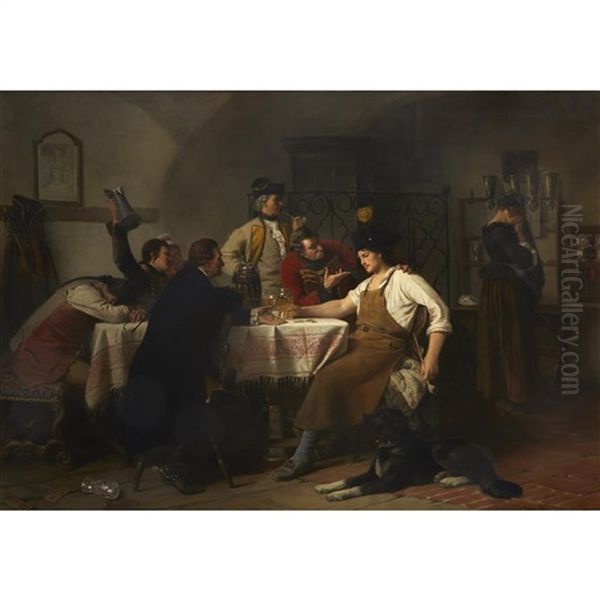 Die Werber Oil Painting by Josef Munsch