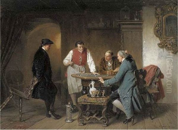 The Gamblers Oil Painting by Josef Munsch